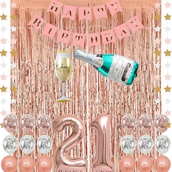 21st Birthday Honeycomb Centerpieces - 8 Pack, Rose Gold, 'Cheers To 21' Table Toppers For Birthday Party Decor - View #13